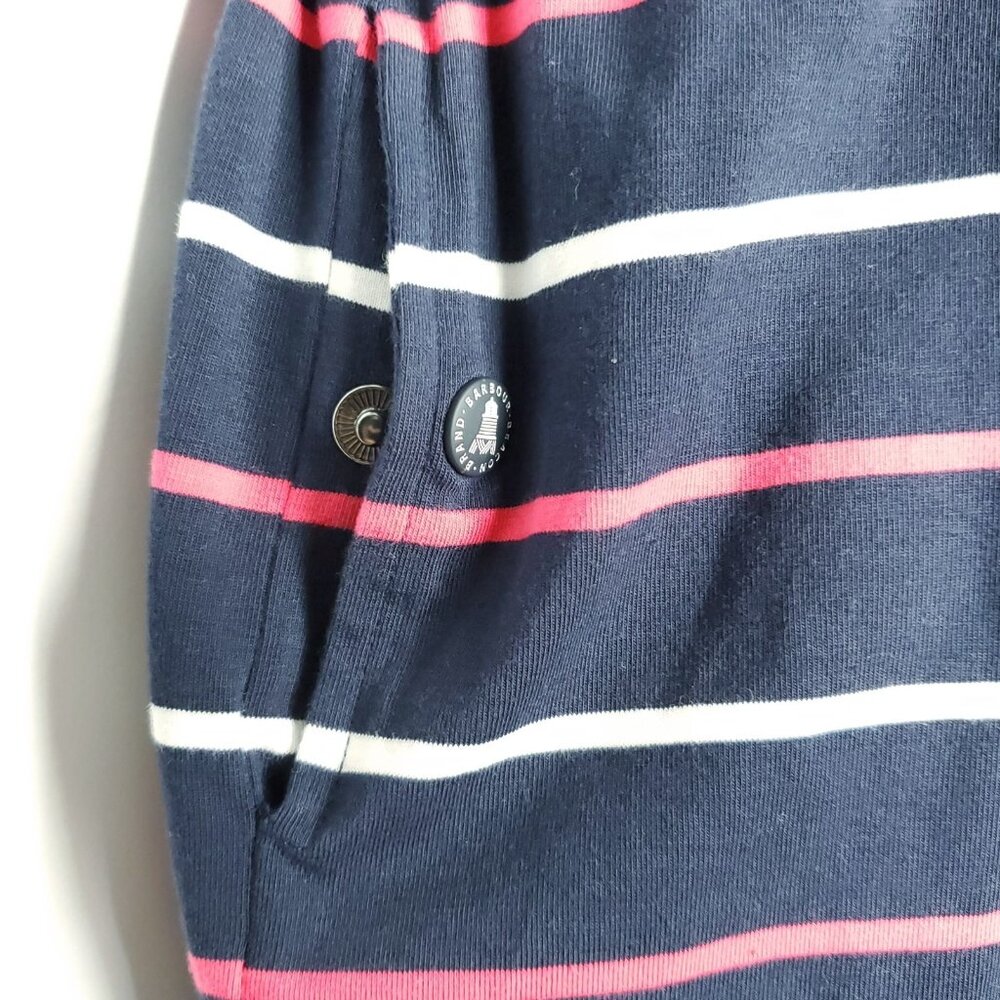 Barbour Womens Dress Sz 6 Small  Marloe Jersey Knit Navy Blue Pink White Striped - Picture 4 of 7